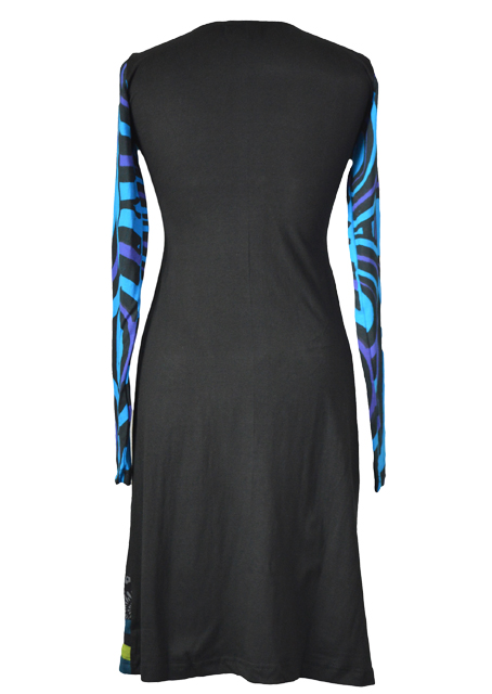 TATTOPANI WOMEN'S DRESS WITH PATCH AND EMBROIDERY IN NECKLINE 